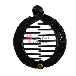 Accesoriu tip banana pentru prins parul din plastic PZS012EE - Negru cu cristale negre